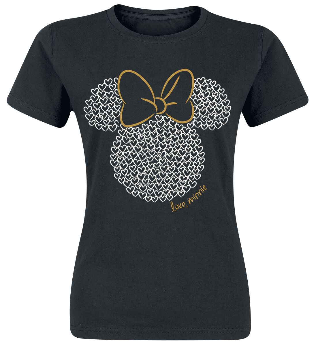 T-Shirt Manches courtes Disney de Minnie Mouse - Love - M à L - pour Femme - noir