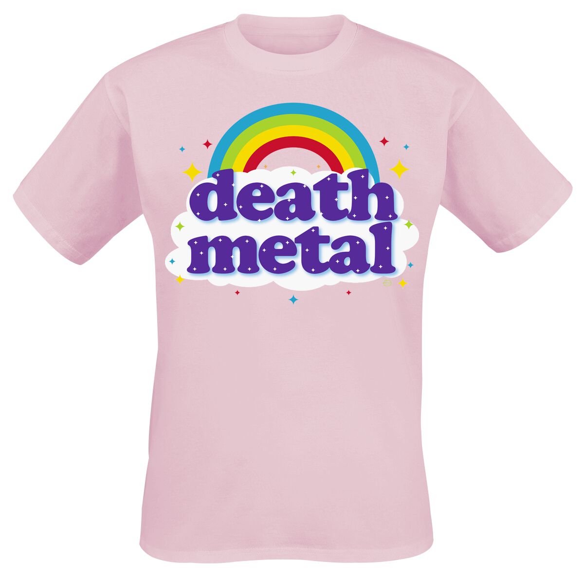 Image of T-Shirt Magliette Divertenti di Goodie Two Sleeves - Death Metal Rainbow - S a 3XL - Uomo - rosa