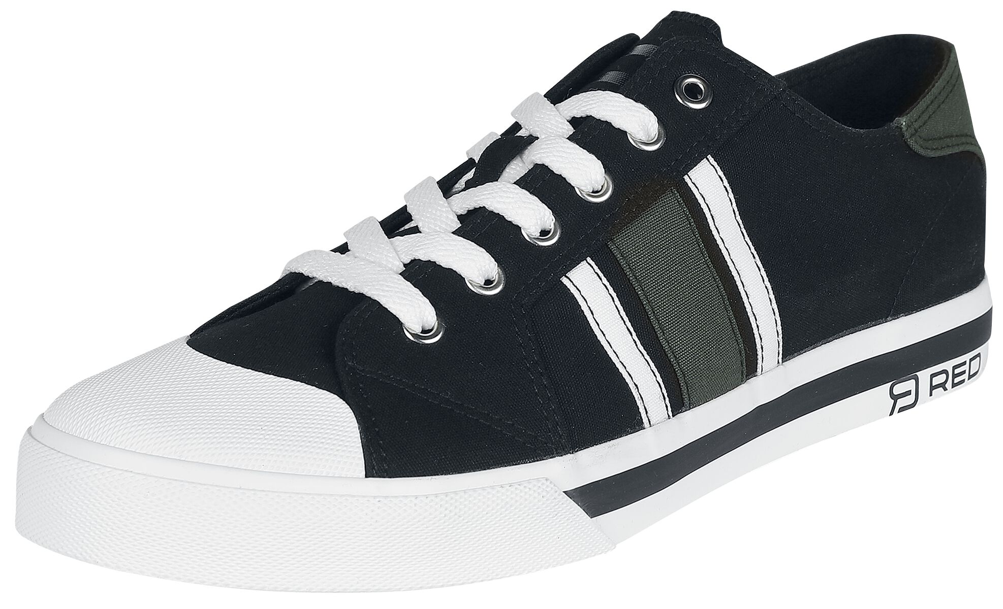 Image of RED by EMP Schwarze sportliche Sneaker mit grünen und weißen Details Sneaker schwarz
