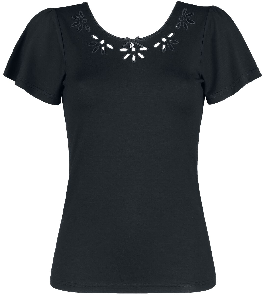 T-Shirt Manches courtes Rockabilly de Vive Maria - T-Shirt Midsummer Flower - XS - pour Femme - noir