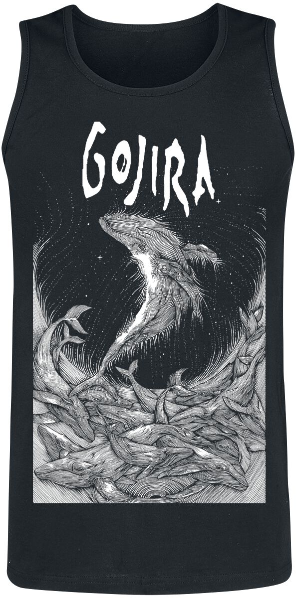 Gojira Tank-Top - Woodblock Whales - S bis XL - für Männer - Größe S - schwarz  - Lizenziertes Merchandise!