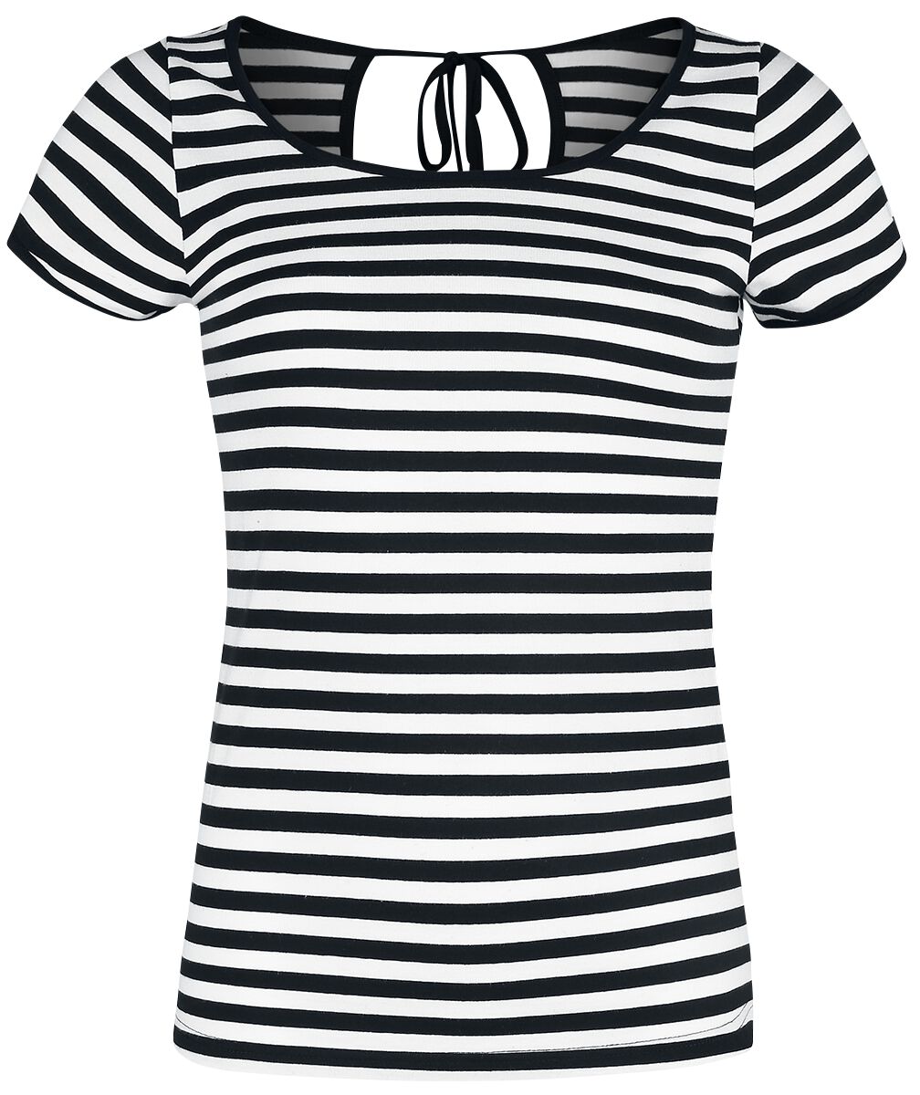 Forplay - Rockabilly T-Shirt - Stripes Tee - S bis XXL - für Damen - Größe L - schwarz/weiß