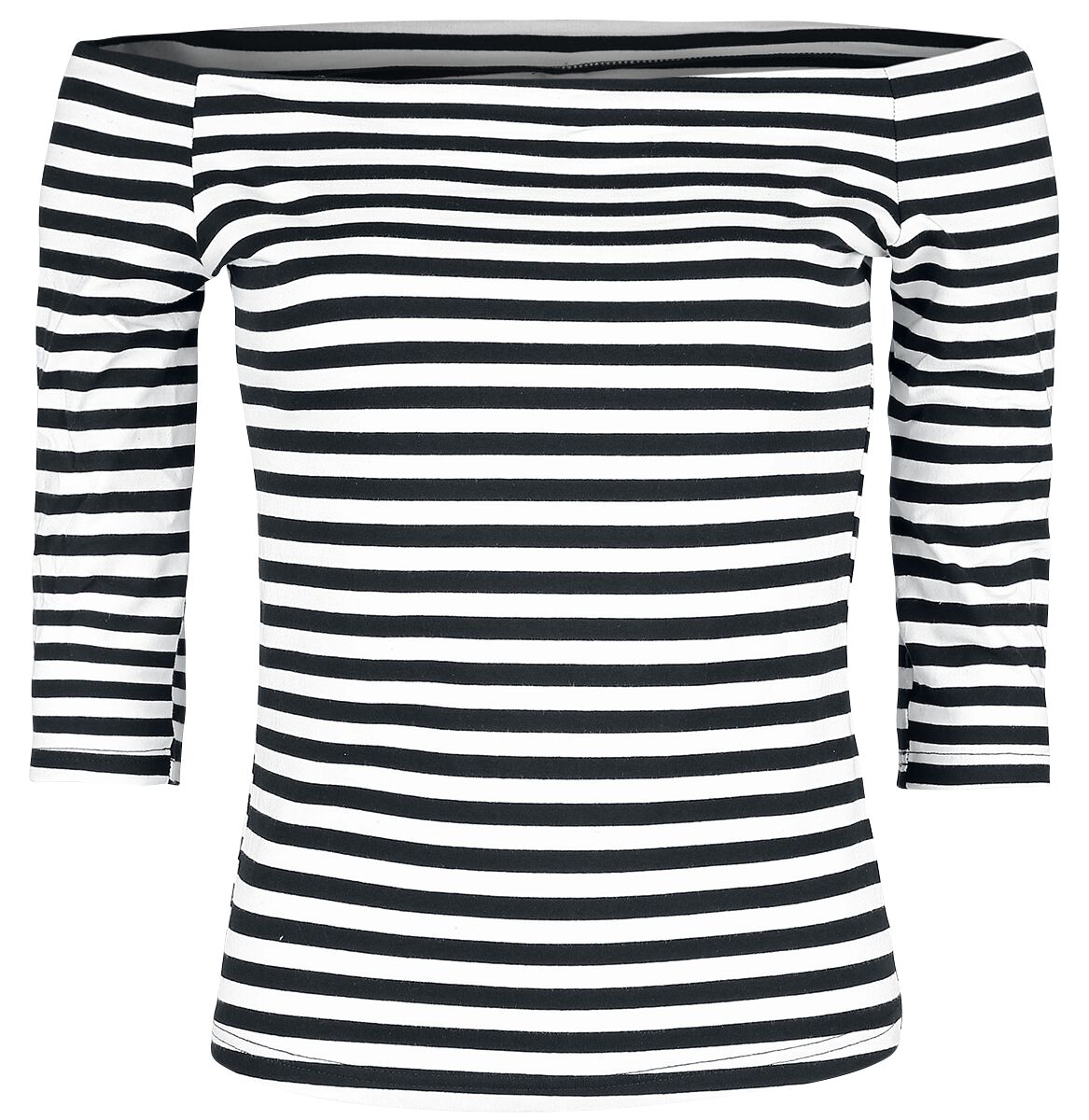 Forplay - Rockabilly Langarmshirt - Stripes Longsleeve - M bis XXL - für Damen - Größe L - schwarz/weiß
