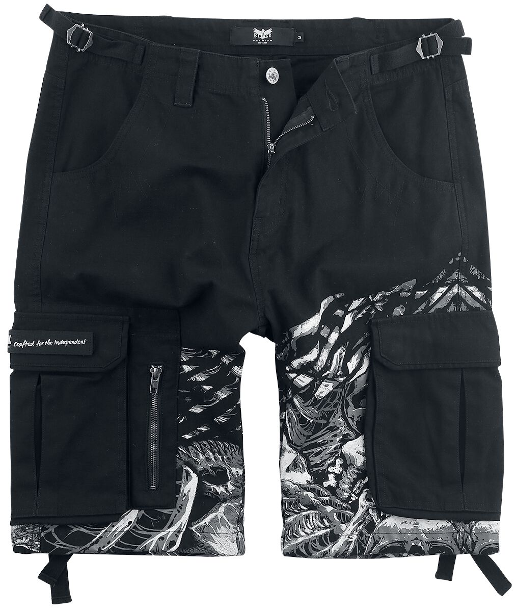 Image of Black Premium by EMP Schwarze Army Shorts mit Print Shorts schwarz