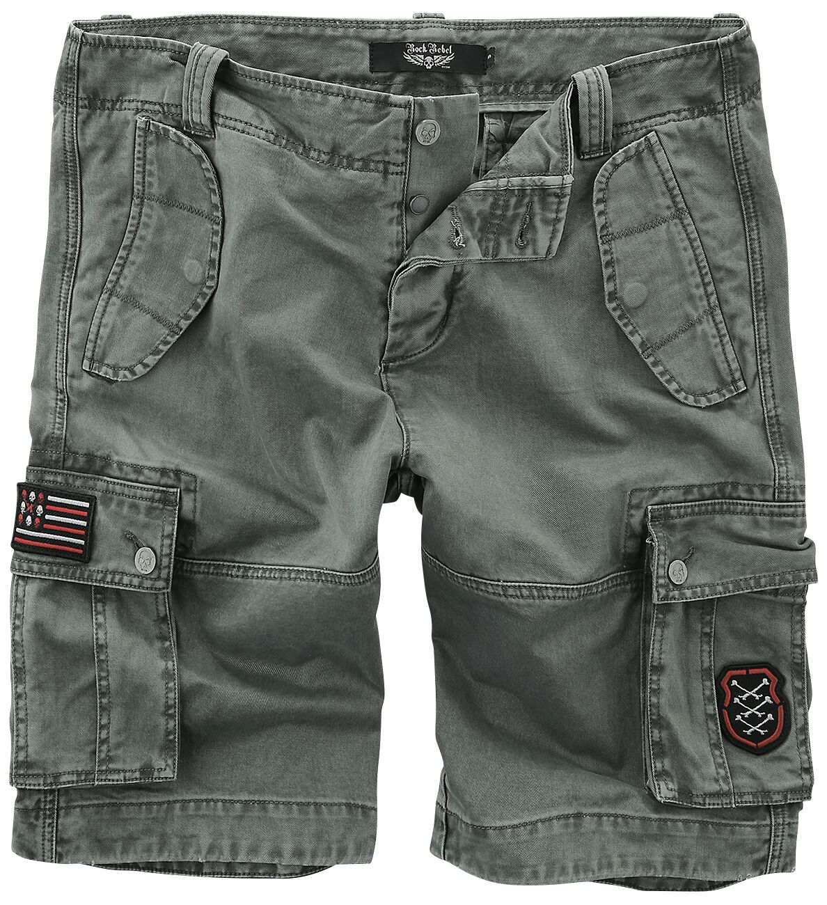 Image of Shorts di Rock Rebel by EMP - Grey Cargo Shorts with Patches - S a XXL - Uomo - grigio