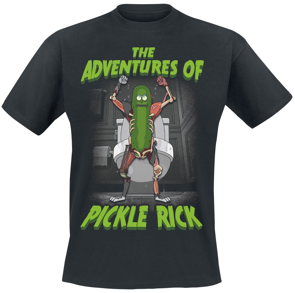 Image of Rick And Morty The Adventures Of Pickle Rick T-Shirt schwarz