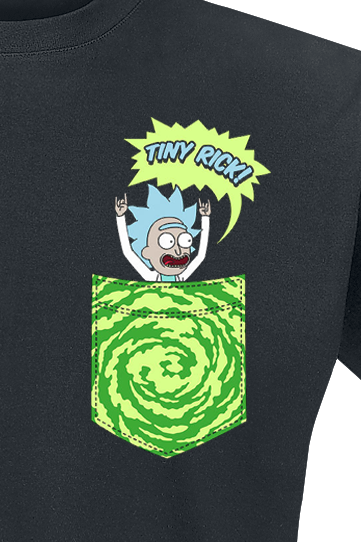 Rick And Morty Tiny Pocket Rick T-Shirt schwarz