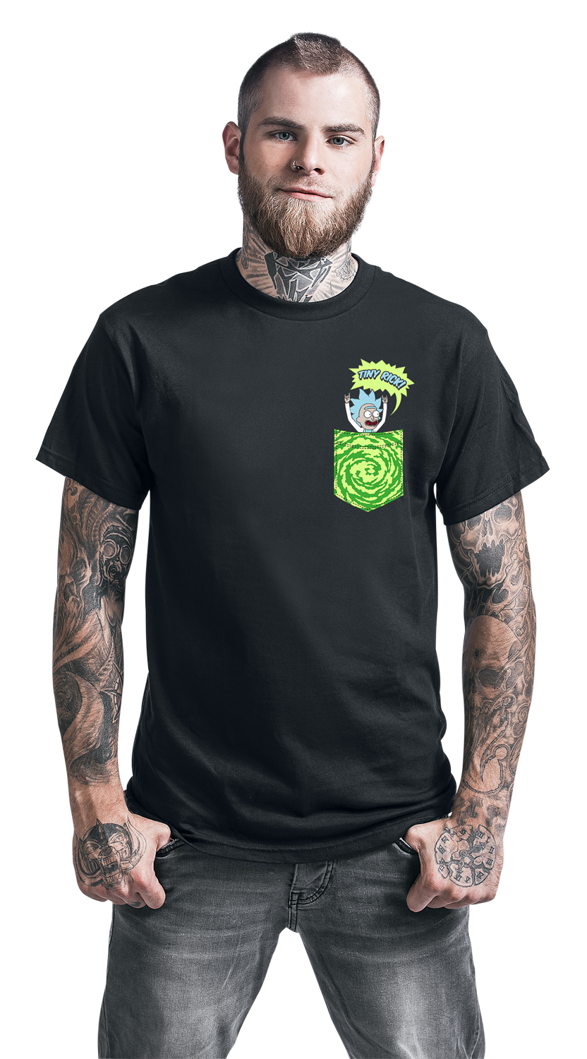 Rick And Morty Tiny Pocket Rick T-Shirt schwarz