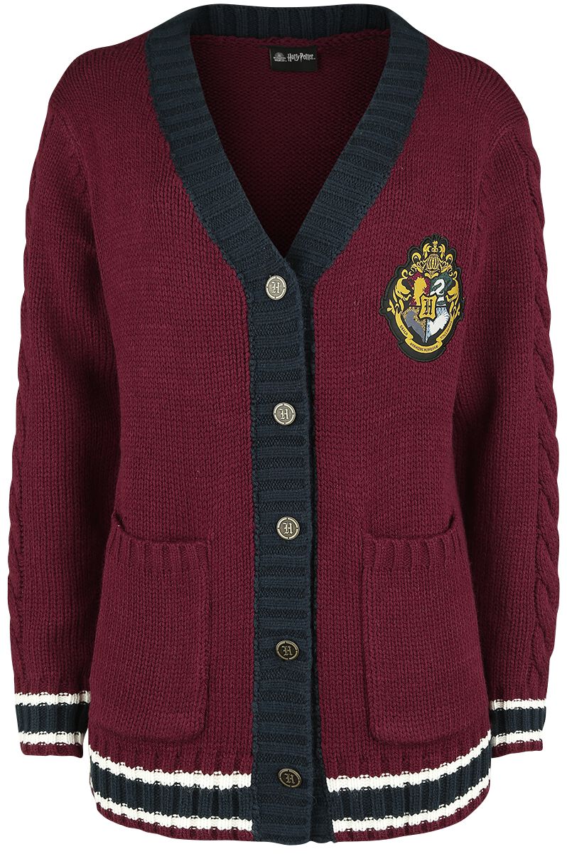 Cardigan de Harry Potter - Blason Poudlard - XS à 3XL - pour Femme - rouge foncé