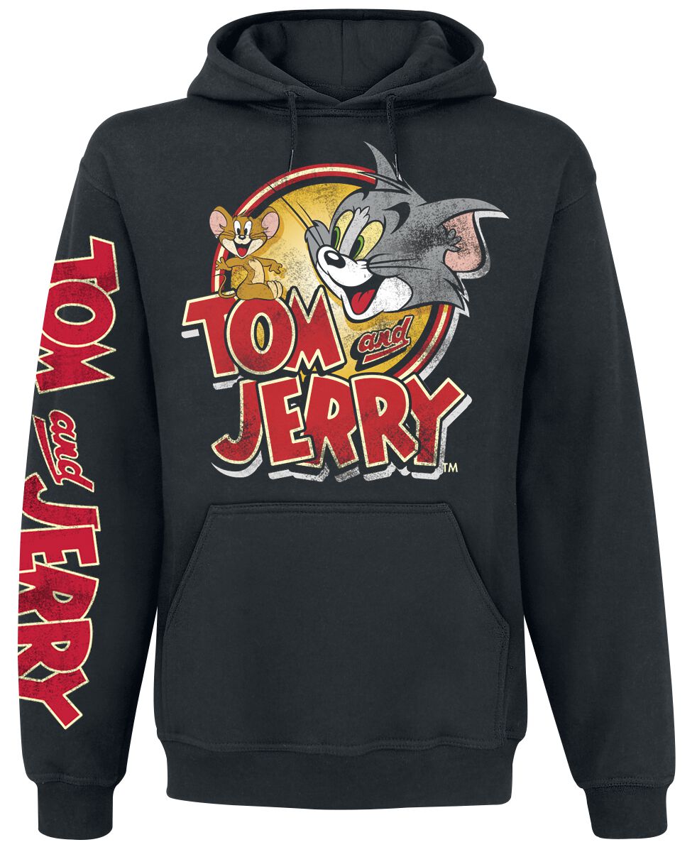 Tom And Jerry Kapuzenpullover - Cartoon Logo - S bis XXL - für Männer - Größe M - schwarz  - EMP exklusives Merchandise!