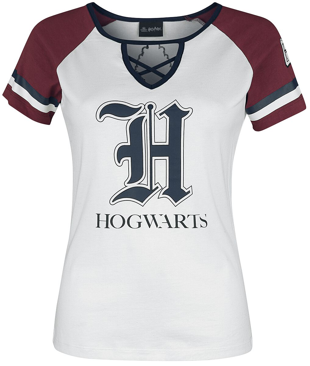 Harry Potter Hogwarts T Shirt weiß dunkelrot  - Onlineshop EMP