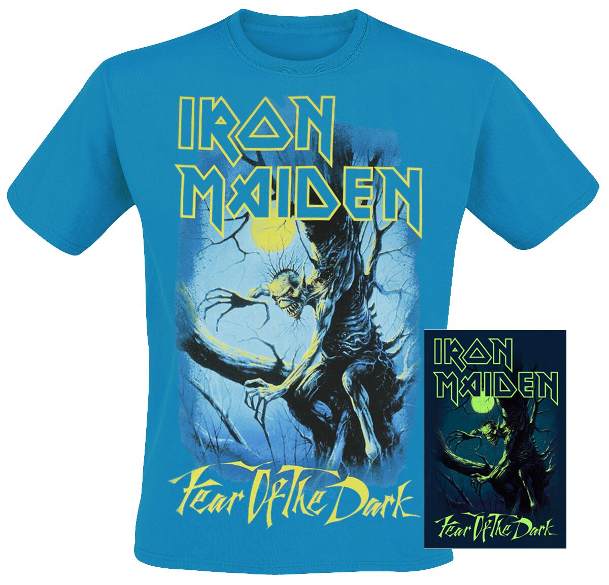 Image of T-Shirt di Iron Maiden - Fear Of The Dark - Glow In The Dark - S a XXL - Uomo - blu