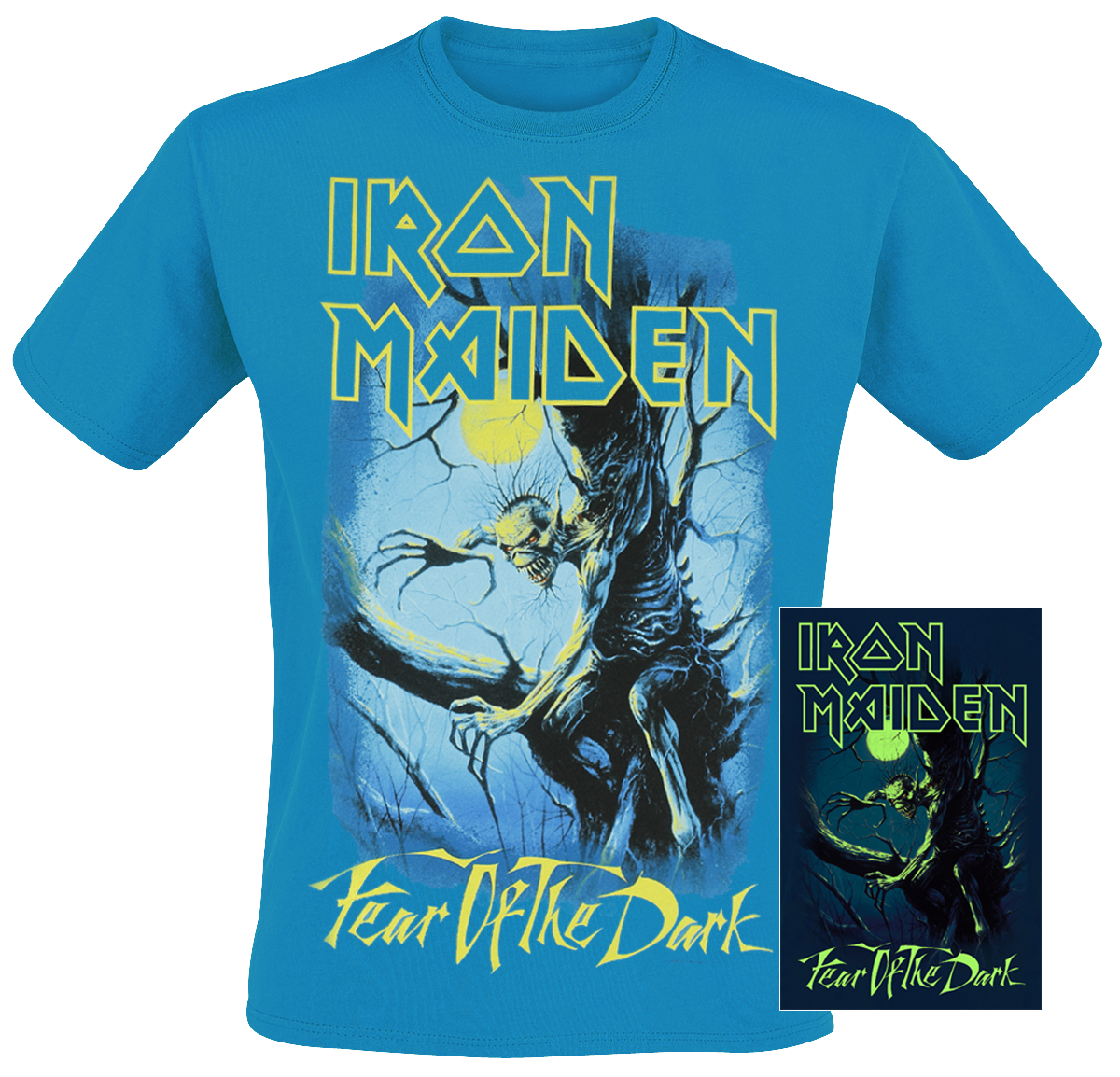 Iron Maiden - Fear Of The Dark - Glow In The Dark - T-Shirt - blau