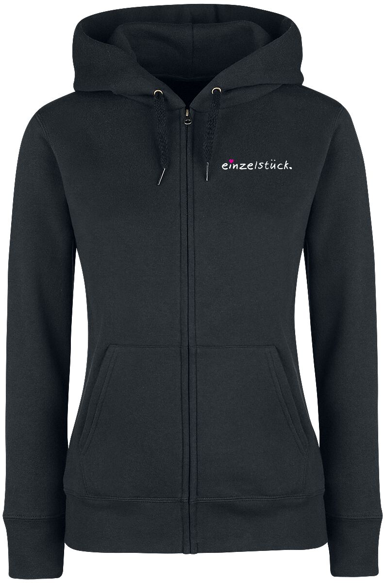 Sprüche Einzelstück. Kapuzenjacke schwarz