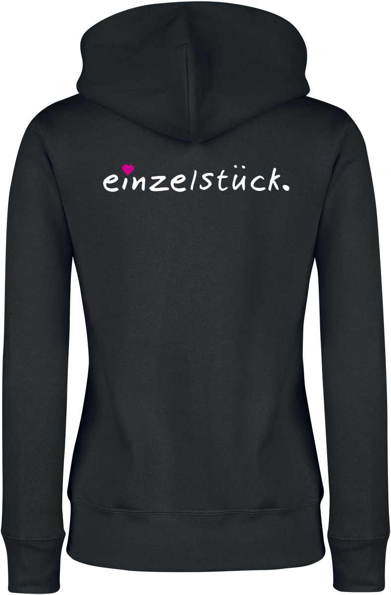 Sprüche Einzelstück. Kapuzenjacke schwarz
