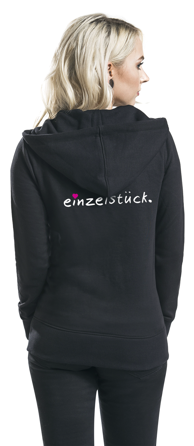 Sprüche Einzelstück. Kapuzenjacke schwarz