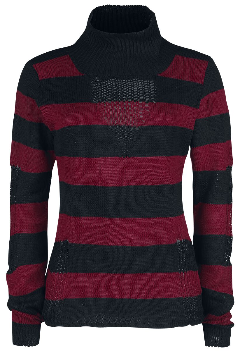 Pull tricoté de Vixxsin - Haut Annabella - S à 4XL - pour Femme - rouge/noir
