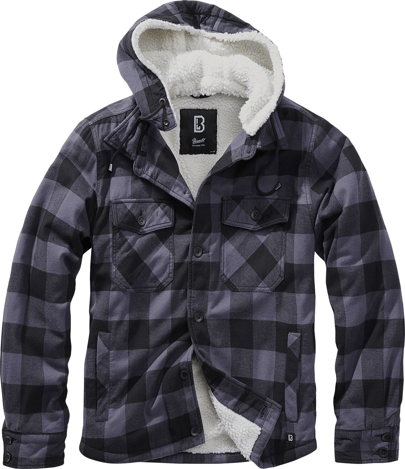 Image of Giacca di mezza stagione di Brandit - Lumberjacket Hooded - S a 5XL - Uomo - nero/grigio