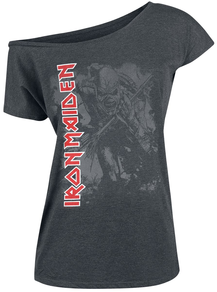 T-Shirt Manches courtes de Iron Maiden - Trooper - S à XXL - pour Femme - gris chiné