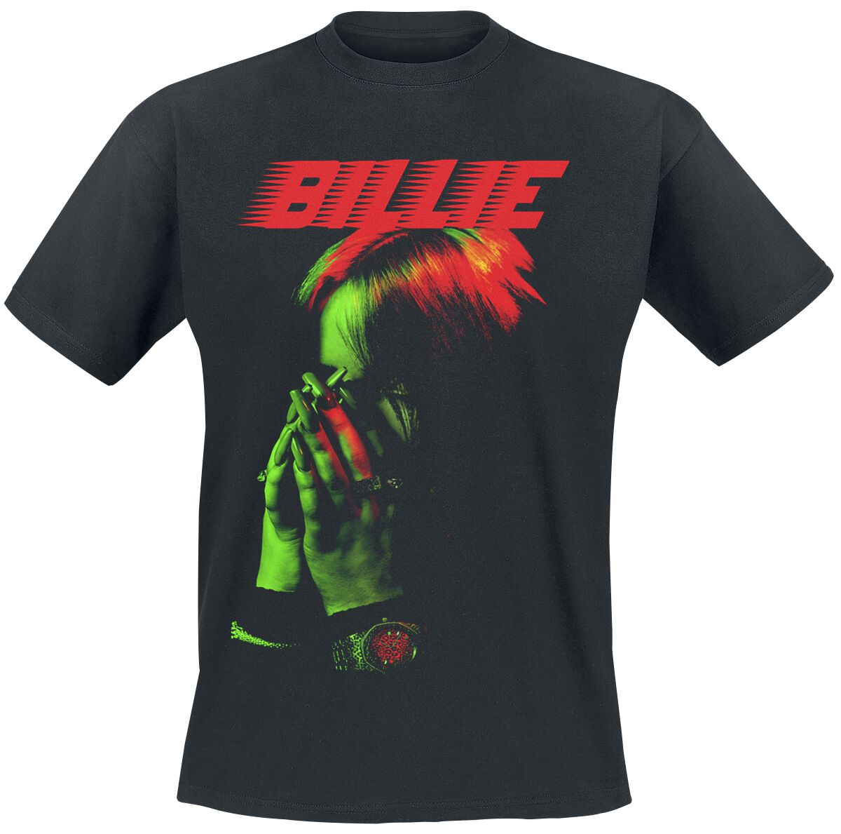 Billie Eilish T-Shirt - Racer Logo Hand Face - XL bis XXL - für Männer - Größe XL - schwarz  - Lizenziertes Merchandise!