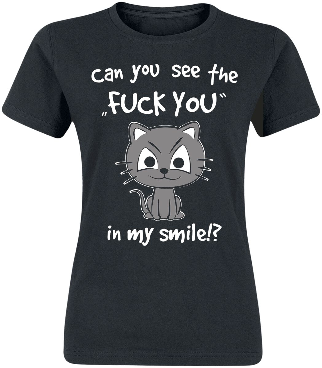 Tierisch T-Shirt - Can You See The Fuck You In My Smile!? - S bis 3XL - für Damen - Größe L - schwarz