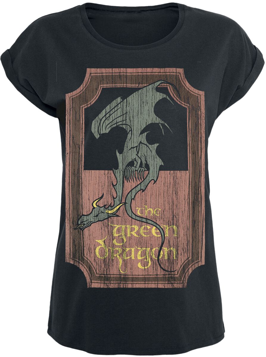 T-Shirt Manches courtes de Le Seigneur Des Anneaux - Zum Grünen Drachen - S à L - pour Femme - noir