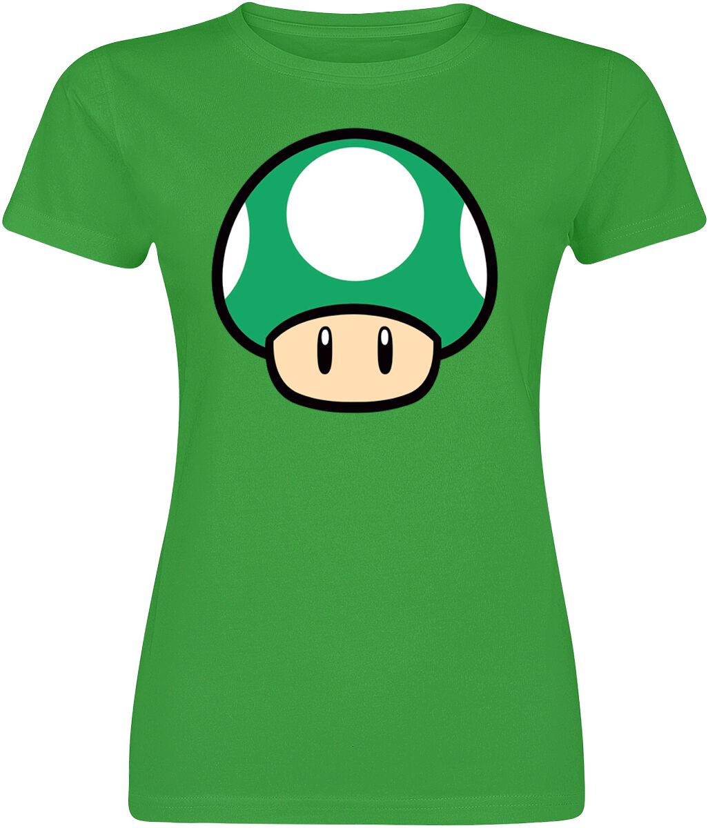 T-Shirt Manches courtes Gaming de Super Mario - Champignon - S à XXL - pour Femme - vert