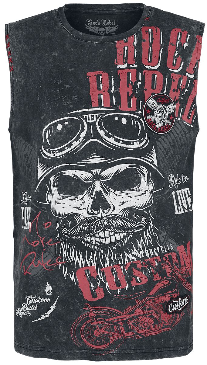 Image of Canotta di Rock Rebel by EMP - Washed Tank with Print - S a 5XL - Uomo - nero