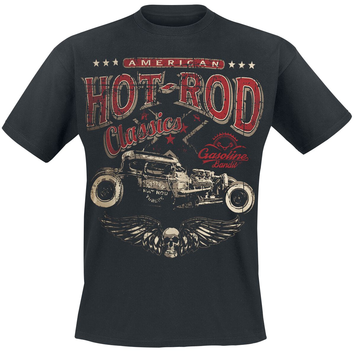 Image of T-Shirt Rockabilly di Gasoline Bandit - Hot Rod Classics - S a 4XL - Uomo - nero