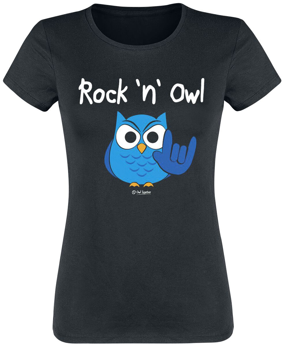 T-Shirt Manches courtes Fun de Tierisch - Rock 'n' Owl - S à 3XL - pour Femme - noir