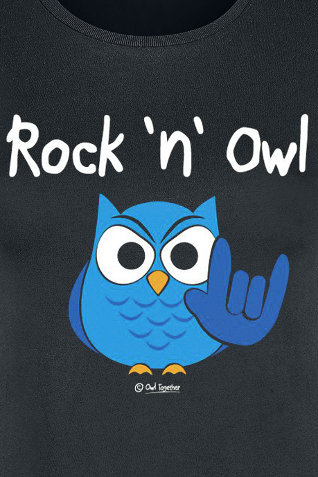 Tierisch Rock 'n' Owl T-Shirt schwarz
