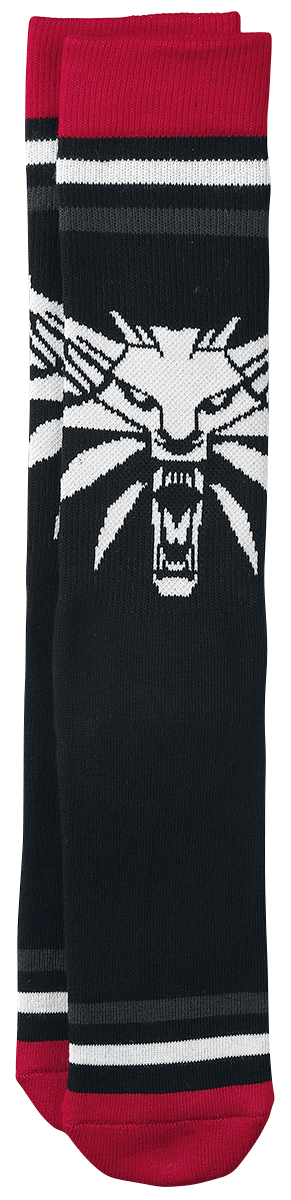 The Witcher - Gaming Socken - White Wolf  - Größe  schwarz/rot