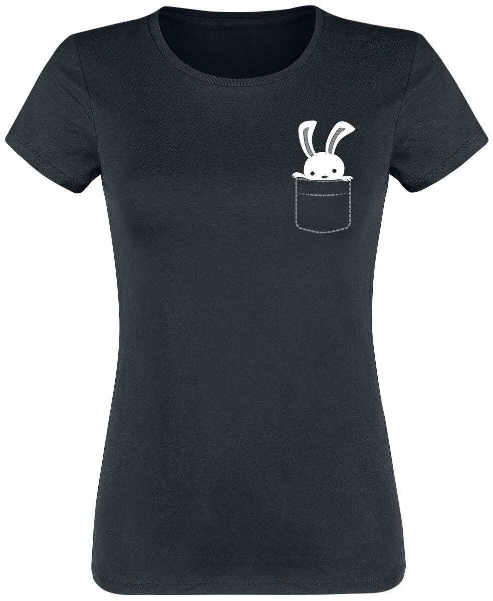 T-Shirt Manches courtes Fun de Tierisch - Hasi in der Tasche - S à 3XL - pour Femme - noir
