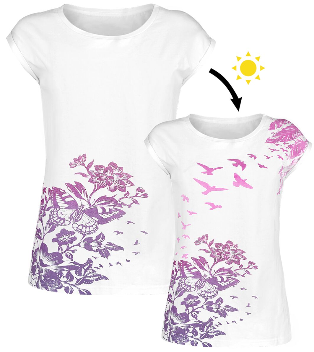 Image of T-Shirt di Full Volume by EMP - White T-shirt with Crew Neck and UV-Print - S a XXL - Donna - bianco