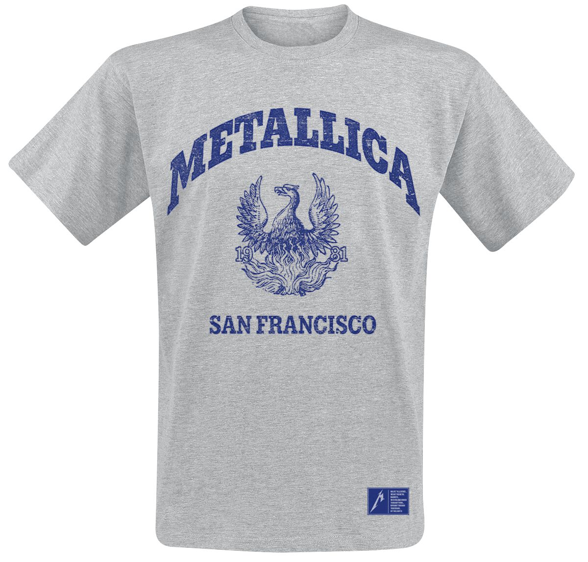 Levně Metallica College Crest Tričko šedá