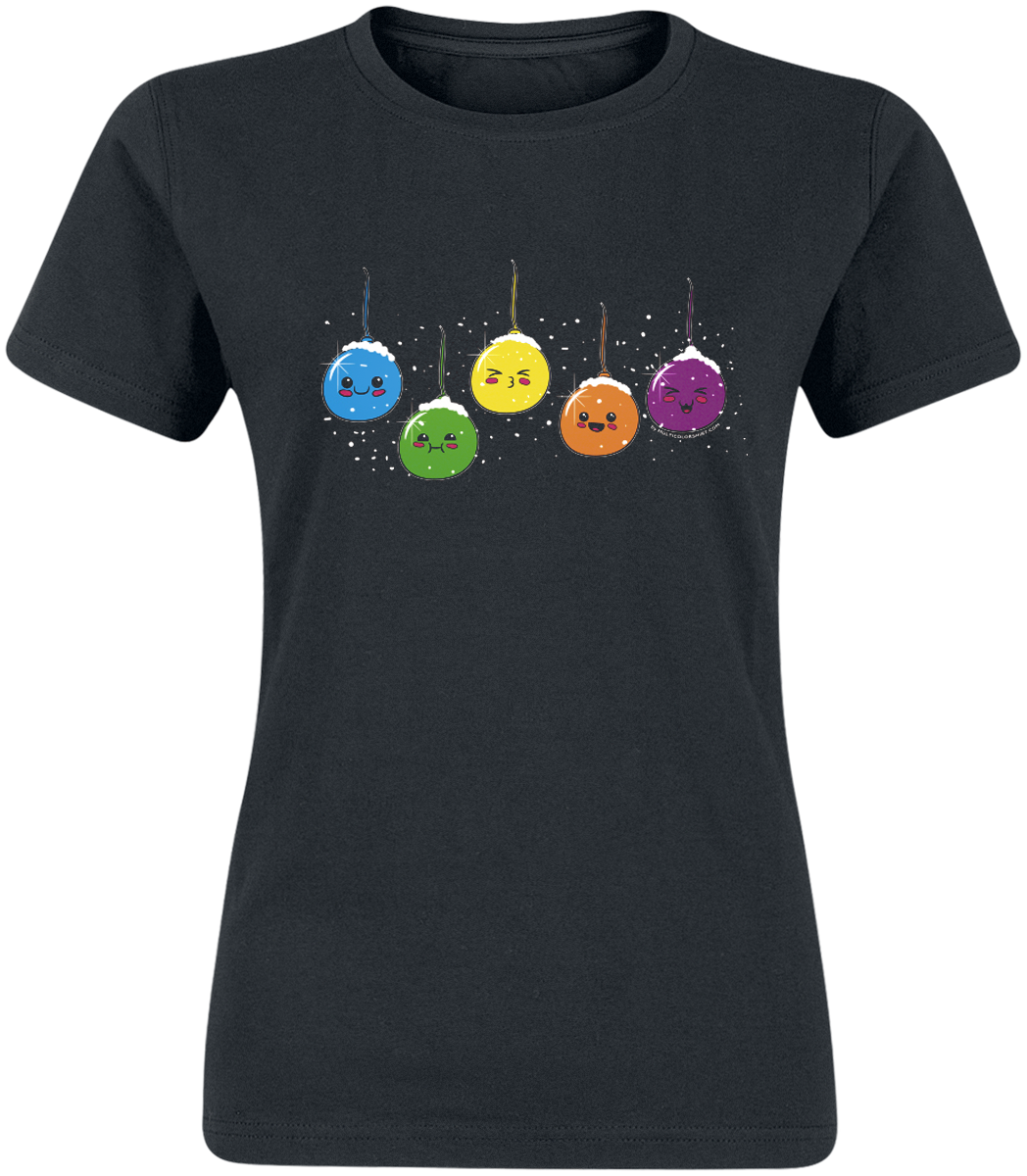 Slogans Fun T-Shirt - Christmas Baubles - for Women - black