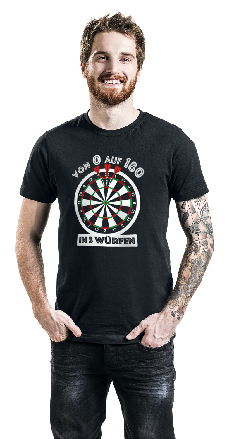 Darts Von 0 auf 180 in 3 Würfen T-Shirt schwarz