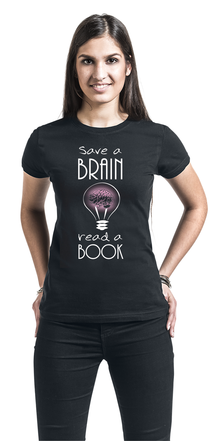 Sprüche Save A Brain - Read A Book T-Shirt schwarz
