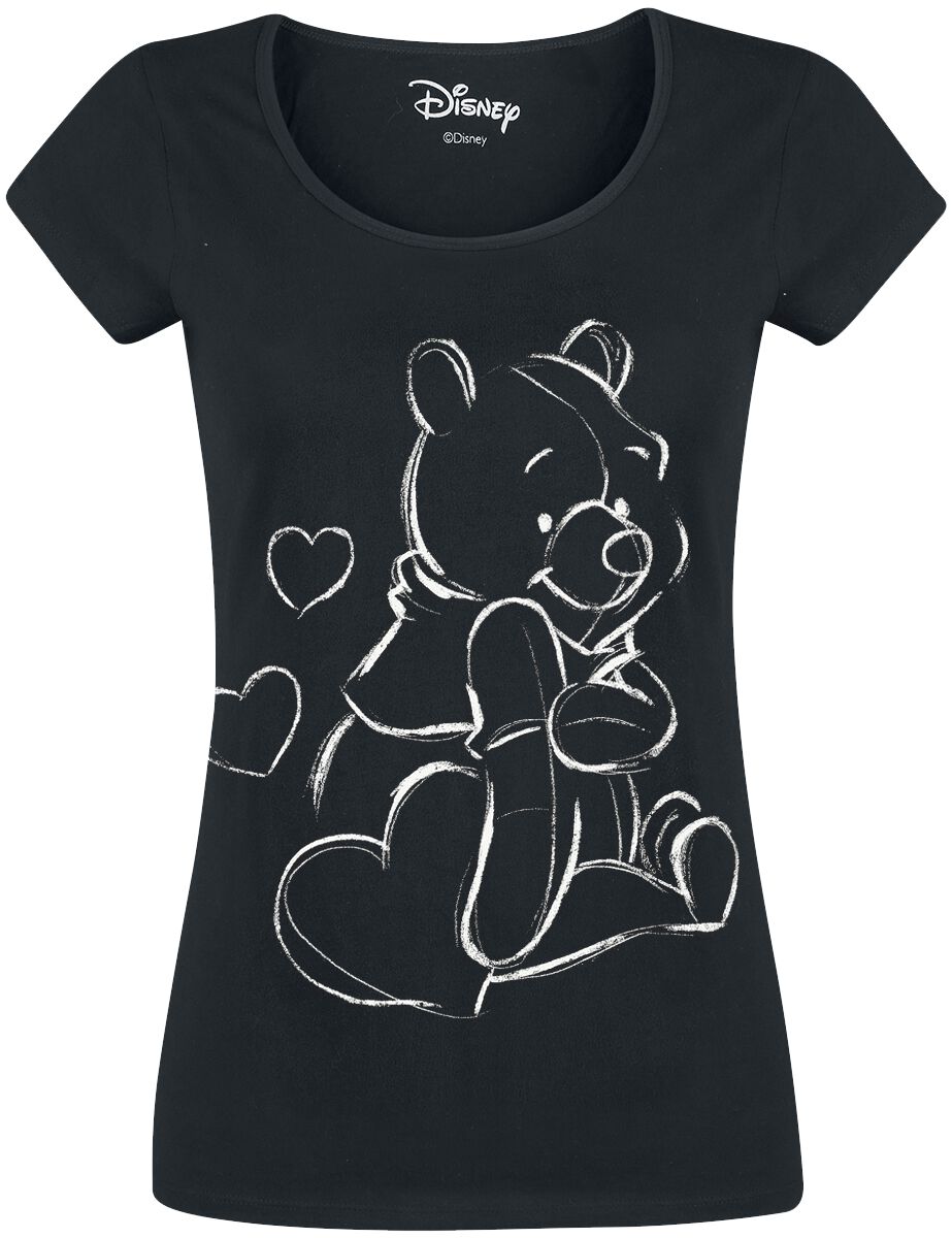 Image of T-Shirt Disney di Winnie The Pooh - Sketchy Pooh - L a XXL - Donna - nero