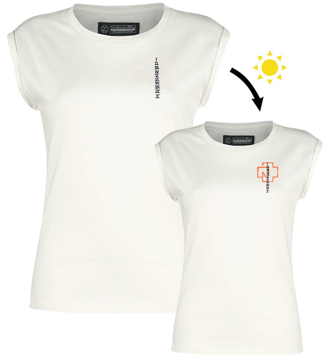 T-Shirt Manches courtes de Rammstein - Sonne - XL à XXL - pour Femme - blanc