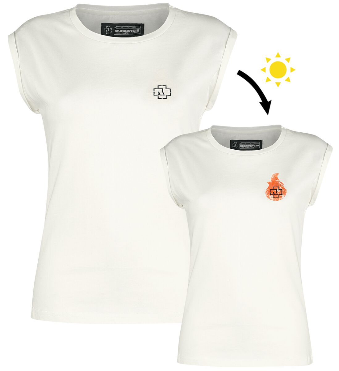 T-Shirt Manches courtes de Rammstein - Flamme - S à XXL - pour Femme - blanc