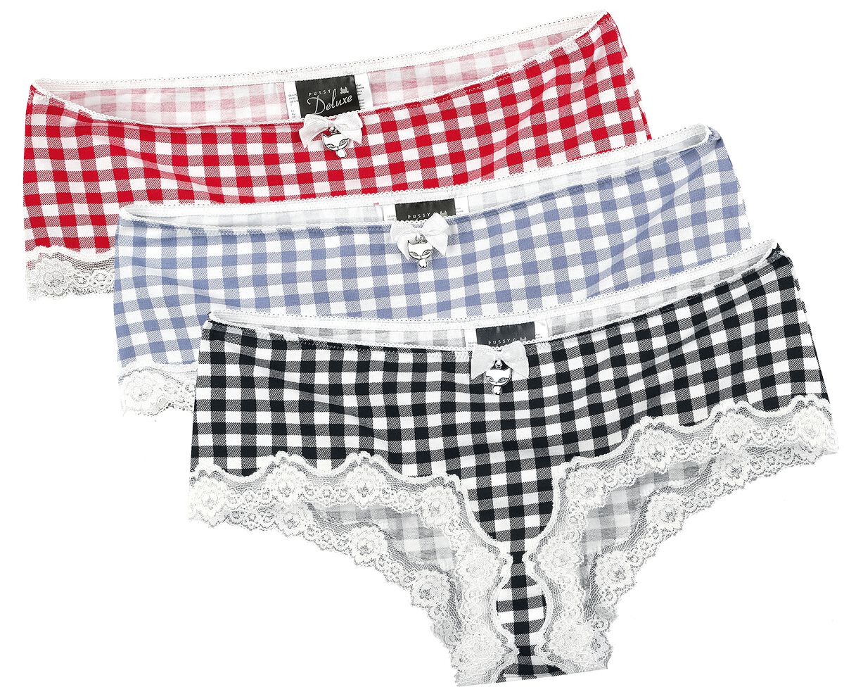 Pussy Deluxe Plaid 3er Set Hipster Pants  Panty-Set  multicolor
