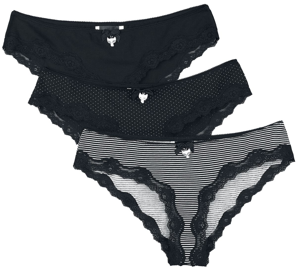 Pussy Deluxe 3er Set Panties  Panty-Set  schwarz/weiß