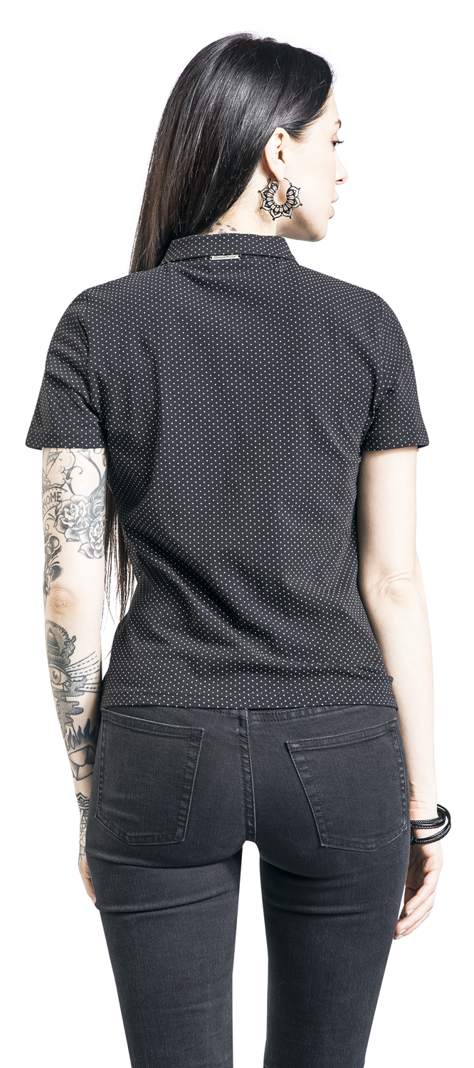 Pussy Deluxe Dotties Cherry Blouse Bluse schwarz weiß