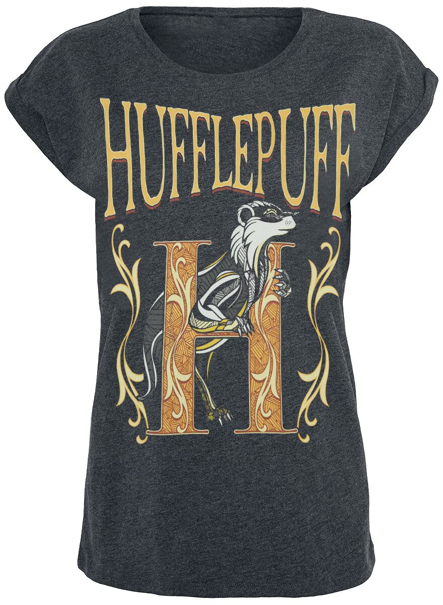 Harry Potter T-Shirt - Hufflepuff - S bis XXL - für Damen - Größe XXL - charcoal  - EMP exklusives Merchandise!