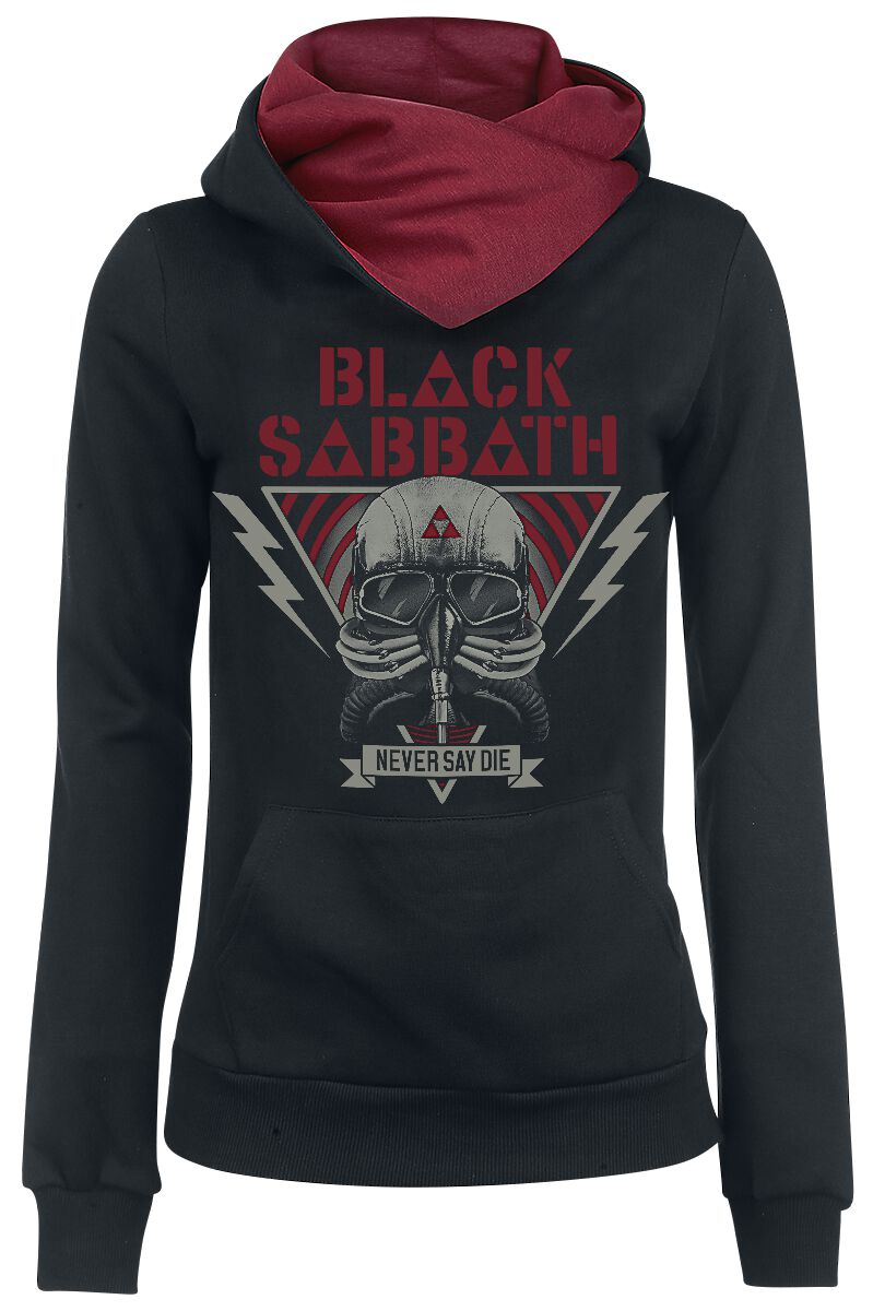 Image of Black Sabbath Never Say Die Helmet Girl-Kapuzenpulli schwarz/rot
