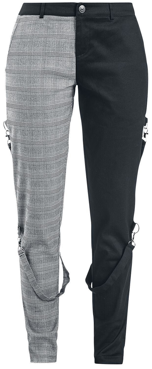 Pantalon en toile de Jawbreaker - Pantalon Mi Pied-De-Poule Mi Bondage - XS - pour Femme - noir/gris