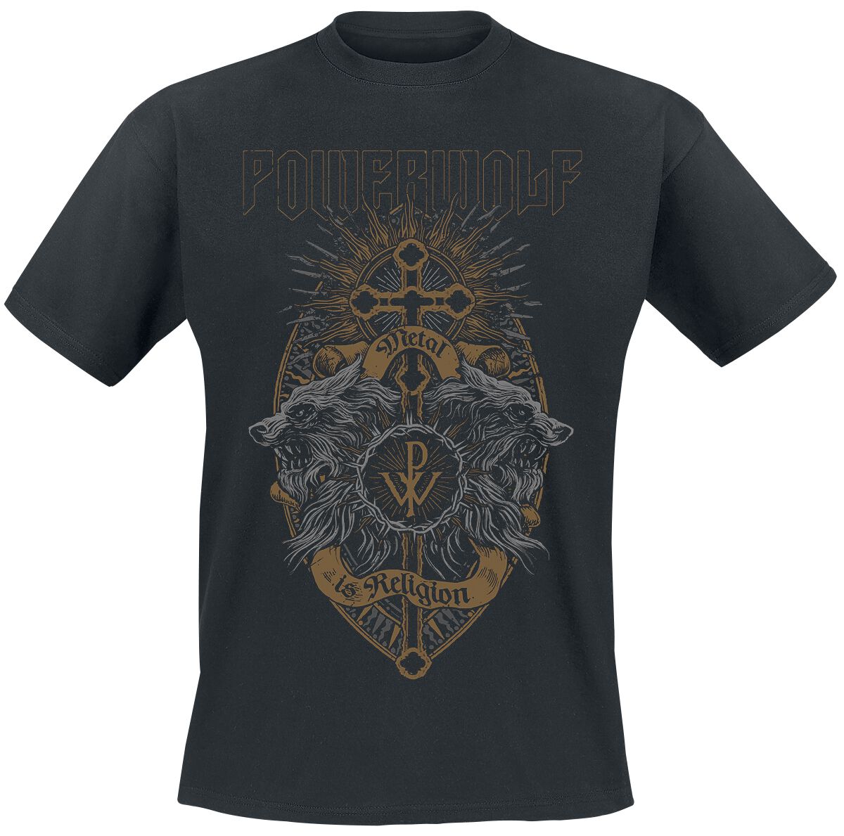 Powerwolf T-Shirt - Crest Wolves - S bis XL - für Männer - Größe M - schwarz  - Lizenziertes Merchandise!