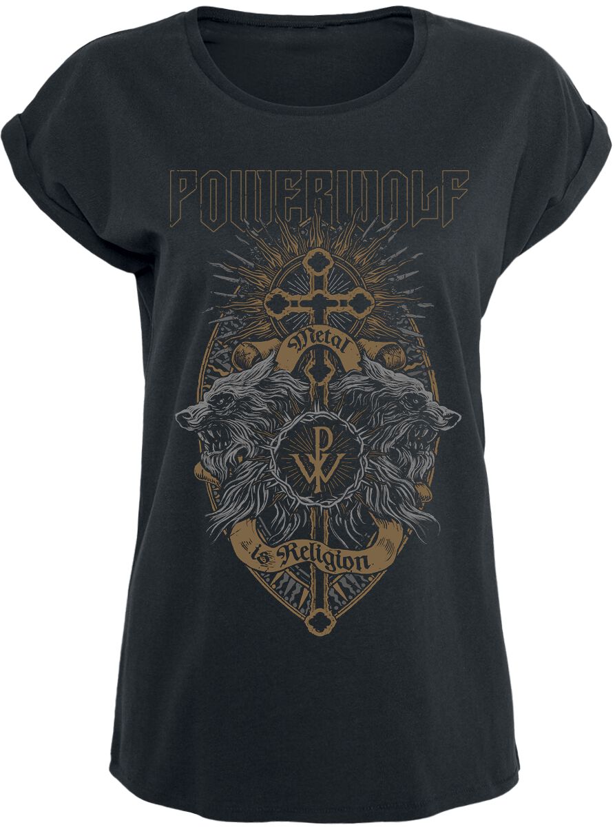 T-Shirt Manches courtes de Powerwolf - Crest Wolves - S à XXL - pour Femme - noir