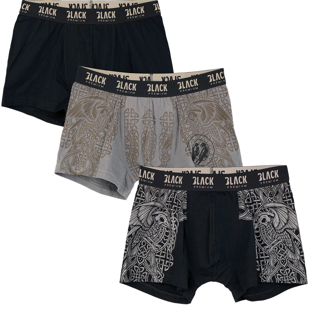 Boxer de Black Premium by EMP - Lot De Boxers Noir/Gris Imprimé Celtiques - S à L - pour Homme - gri